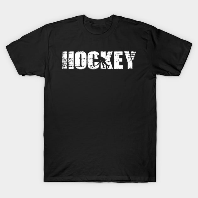 Distressed Look Hockey Gift For Hockey Players T-Shirt by OceanRadar